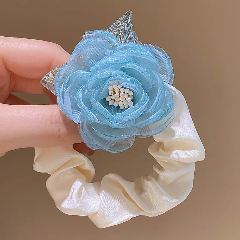 Women'S Sweet Flower Cloth Rubber Band