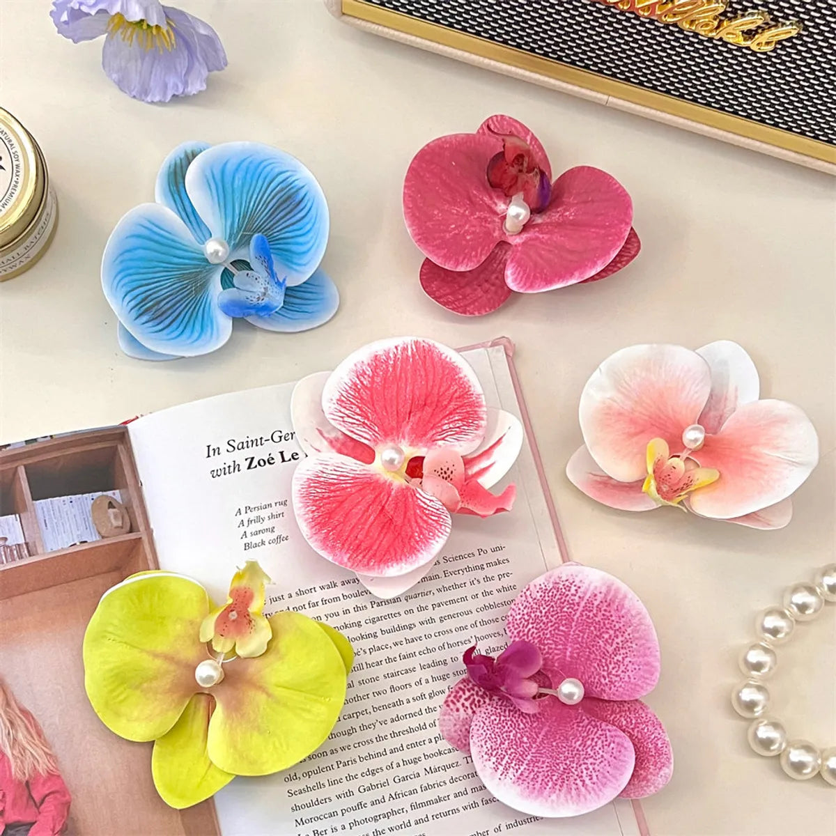 Women'S Sweet Flower Plastic Resin Hair Clip