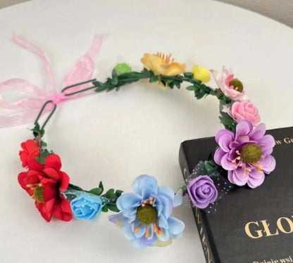 Women'S Sweet Flower Plastic Wreath