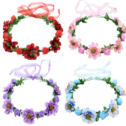 Women'S Sweet Flower Plastic Wreath