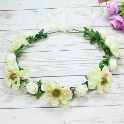 Women'S Sweet Flower Plastic Wreath