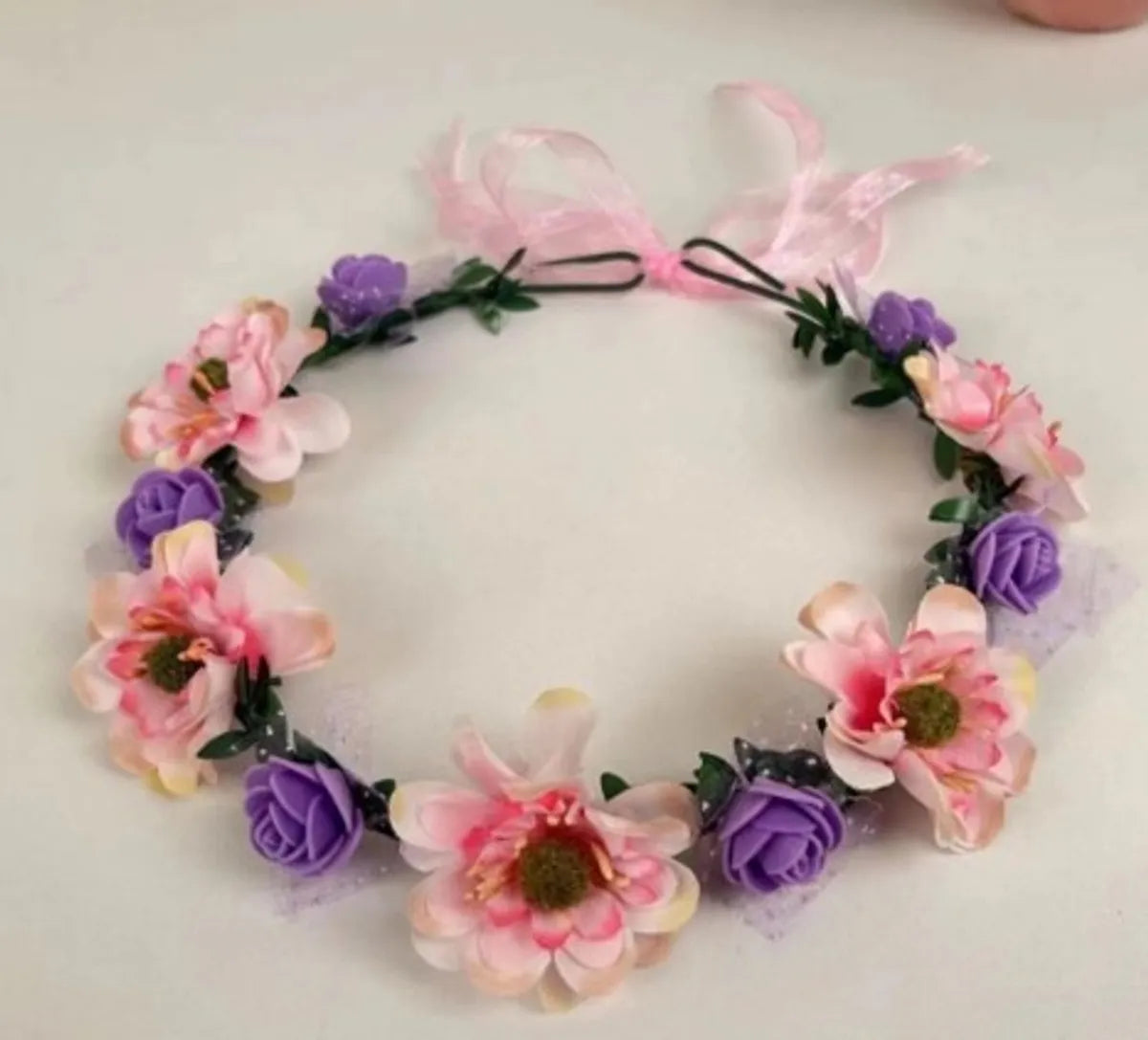 Women'S Sweet Flower Plastic Wreath