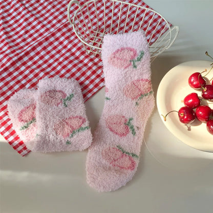 Women'S Sweet Fruit Flower Polyester Crew Socks A Pair