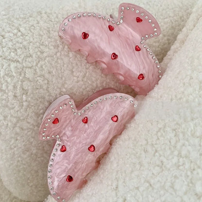 Women'S Sweet Heart Shape Arylic Hair Claws