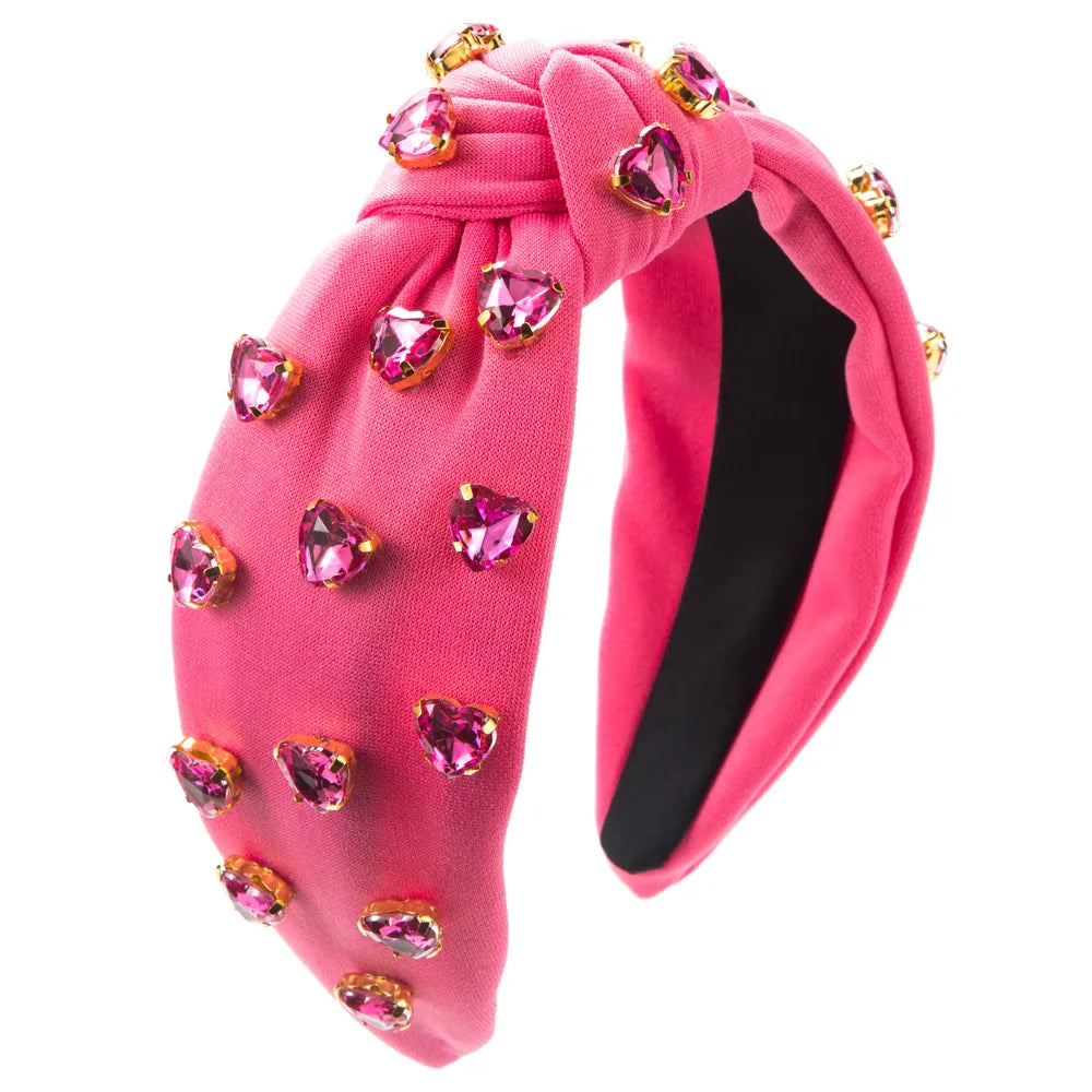 Women'S Sweet Heart Shape Alloy Cloth Plating Inlay Glass Drill Hair Band