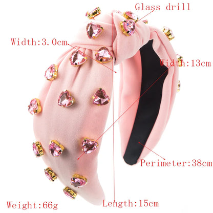 Women'S Sweet Heart Shape Alloy Cloth Plating Inlay Glass Drill Hair Band