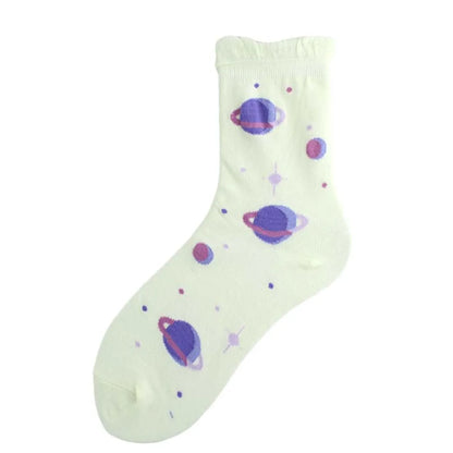 Women'S Sweet Heart Shape Cotton Jacquard Crew Socks A Pair