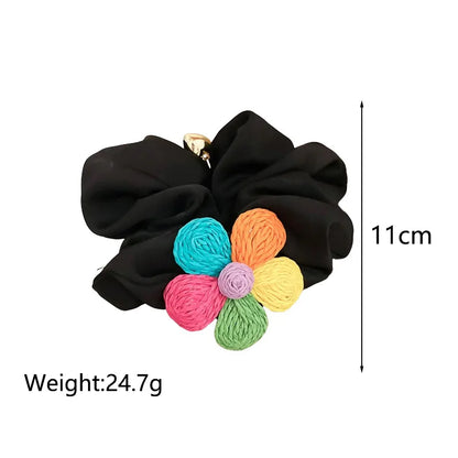 Women'S Sweet Korean Style Flower Alloy Cloth Braid Hair Tie