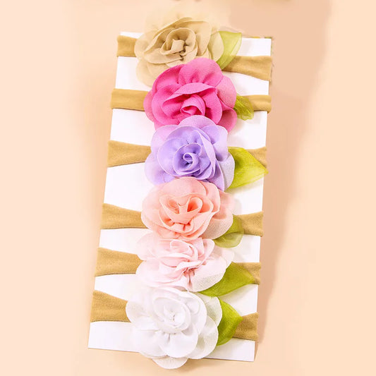 Women'S Sweet Korean Style Flower Nylon Chiffon Hair Tie