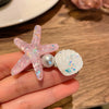 Women'S Sweet Korean Style Starfish Shell Plastic Inlay Artificial Pearls Hair Clip