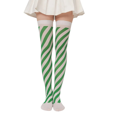 Women'S Sweet Plaid Solid Color Polyester Over The Knee Socks