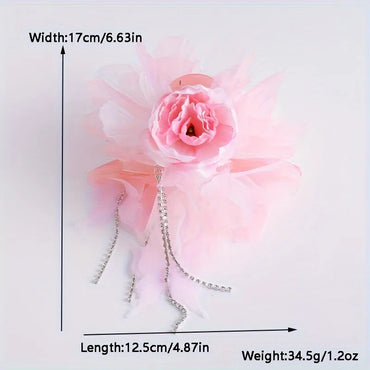 Women'S Sweet Simple Style Classic Style Flower Butterfly Organza Acetic Acid Sheets Inlay Rhinestones Hair Claws