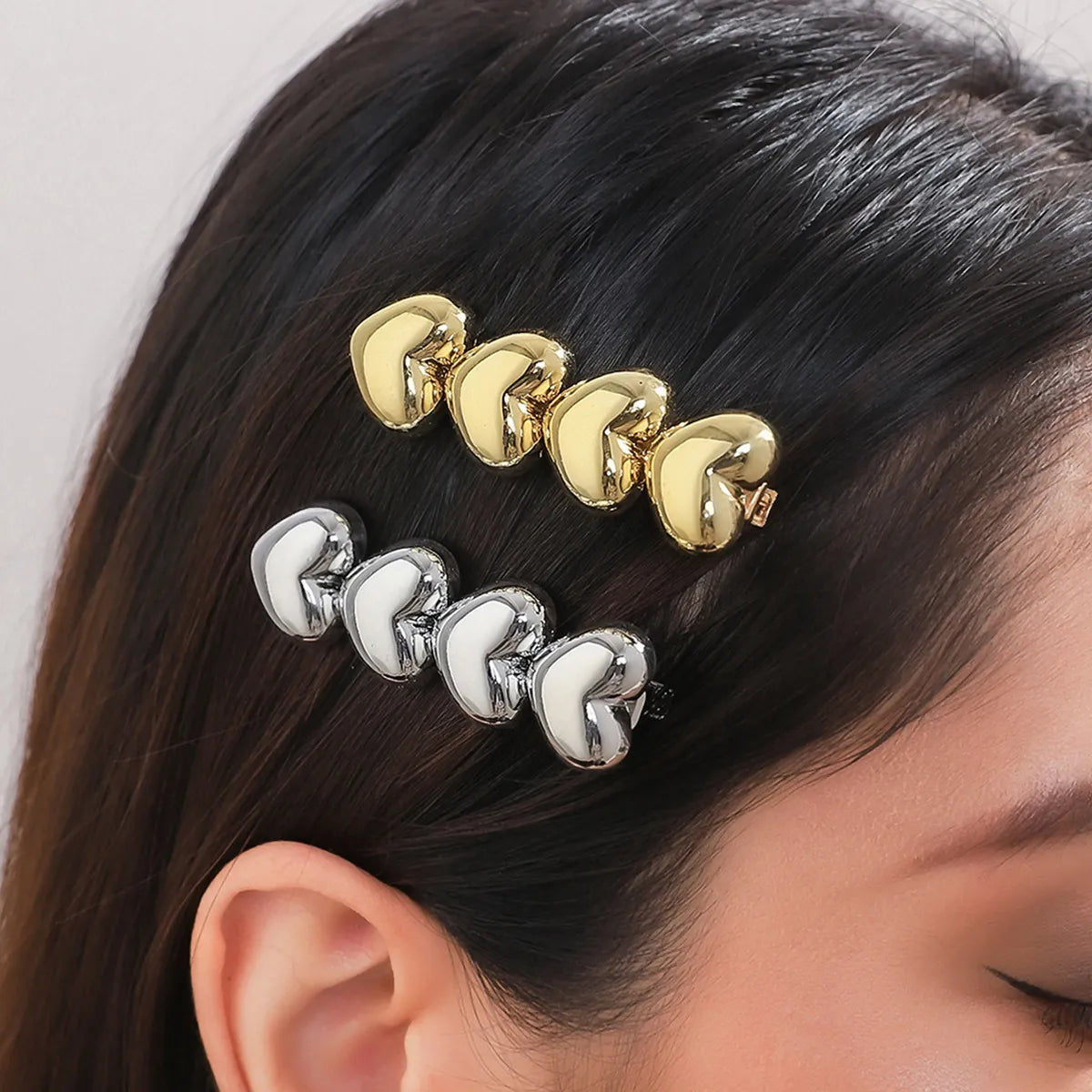 Women'S Sweet Simple Style Heart Shape Alloy Plating Hair Clip