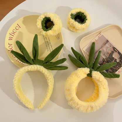 Women'S Sweet Simple Style Pineapple Plush Hair Band Wristband