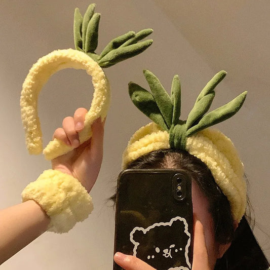 Women'S Sweet Simple Style Pineapple Plush Hair Band Wristband