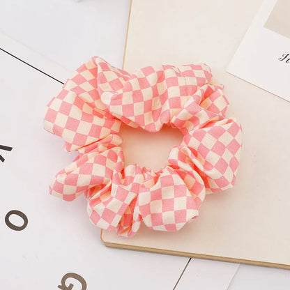 Women'S Sweet Simple Style Plaid Cloth Hair Tie