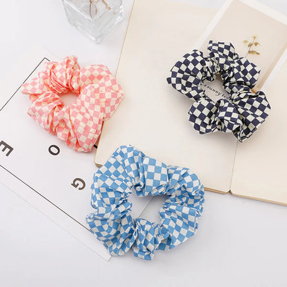 Women'S Sweet Simple Style Plaid Cloth Hair Tie