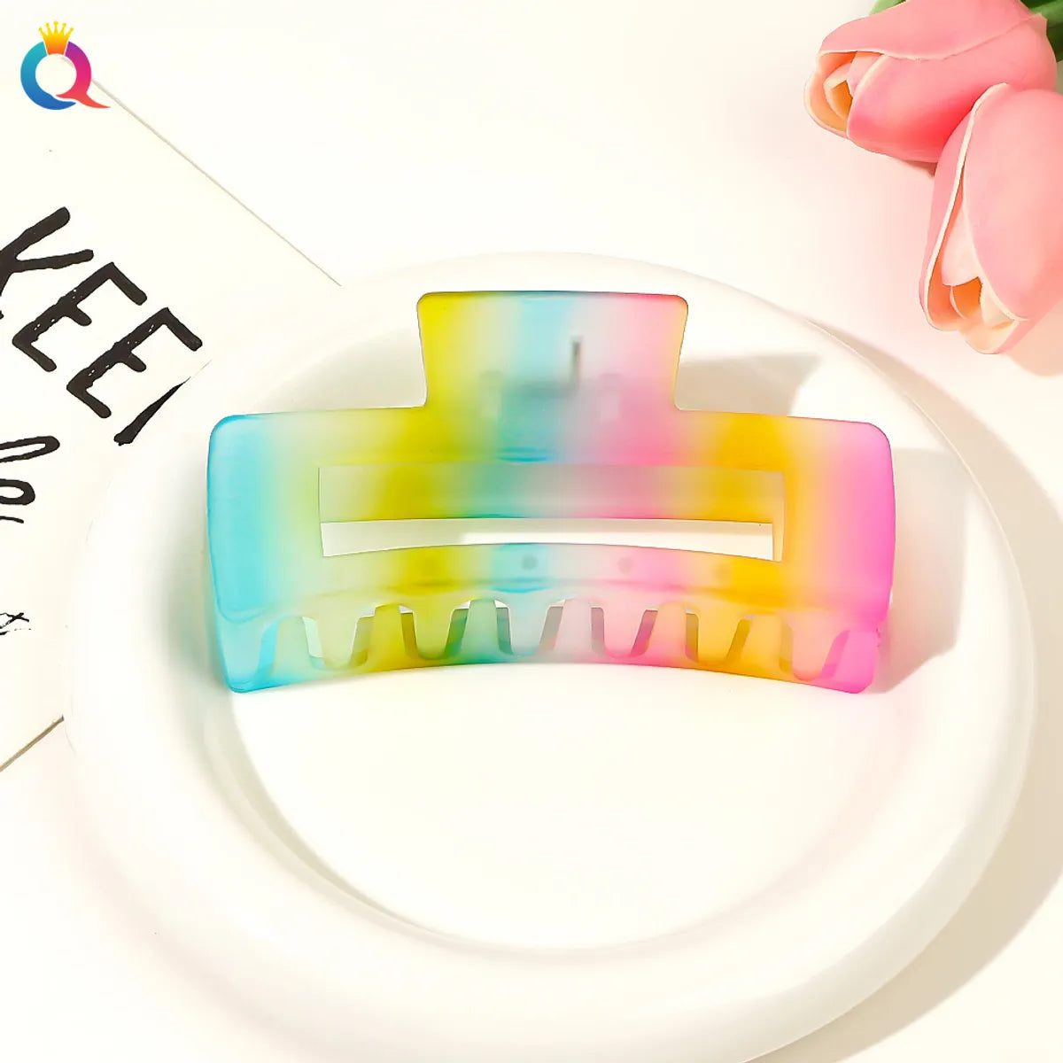 Women'S Sweet Simple Style Rainbow Plastic Hair Claws