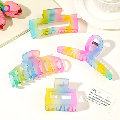 Women'S Sweet Simple Style Rainbow Plastic Hair Claws