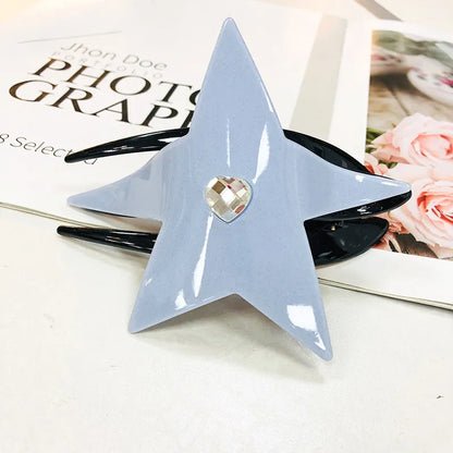 Women'S Sweet Star Heart Shape Arylic Hair Clip