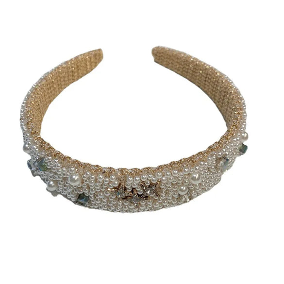 Women'S Sweet Star Water Droplets Solid Color Imitation Pearl Hair Band
