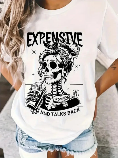 Women'S T-Shirt Short Sleeve T-Shirts Streetwear Letter Skull