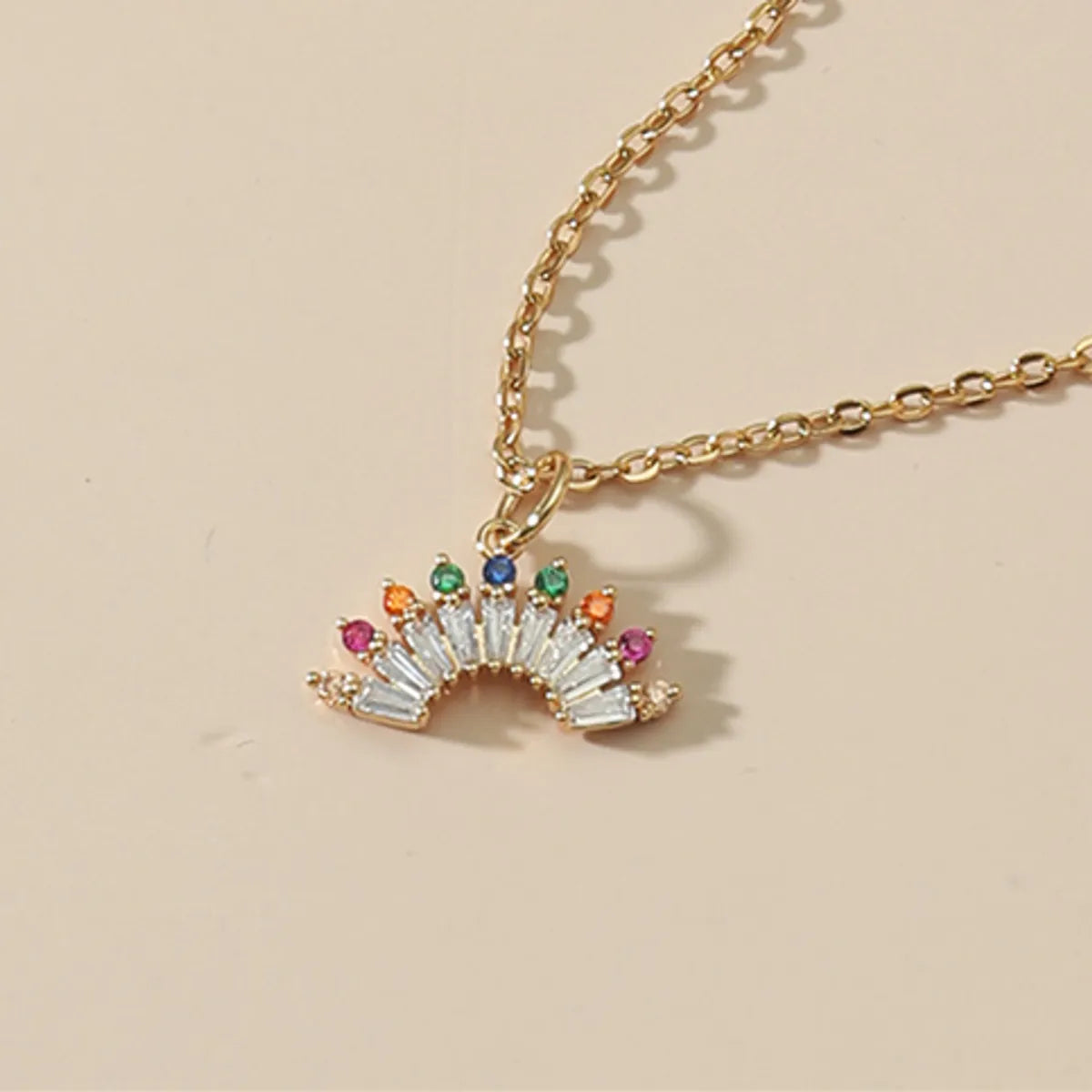 Women'S Titanium Steel Rainbow Pendent Necklace