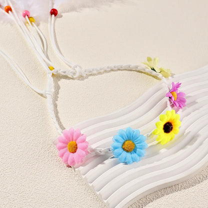 Women'S Vacation Bohemian Pastoral Feather Flower Artificial Feather Rope Hair Band