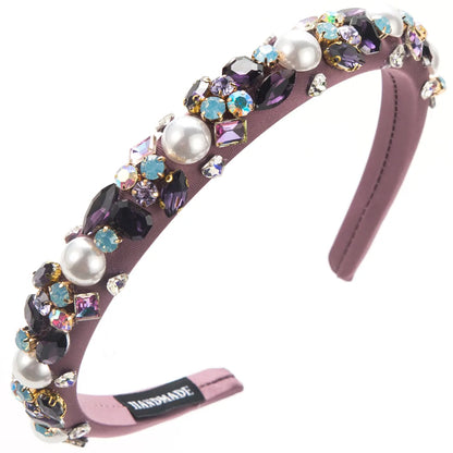 Women'S Vacation Geometric Alloy Glass Inlay Glass Hair Band