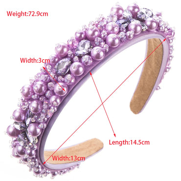 Women'S Vacation Modern Style Classic Style Round Water Droplets Alloy Cloth Beaded Inlay Glass Drill Pearl Hair Band