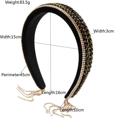 Women'S Vacation Shiny Tassel Alloy Inlay Glass Hair Band