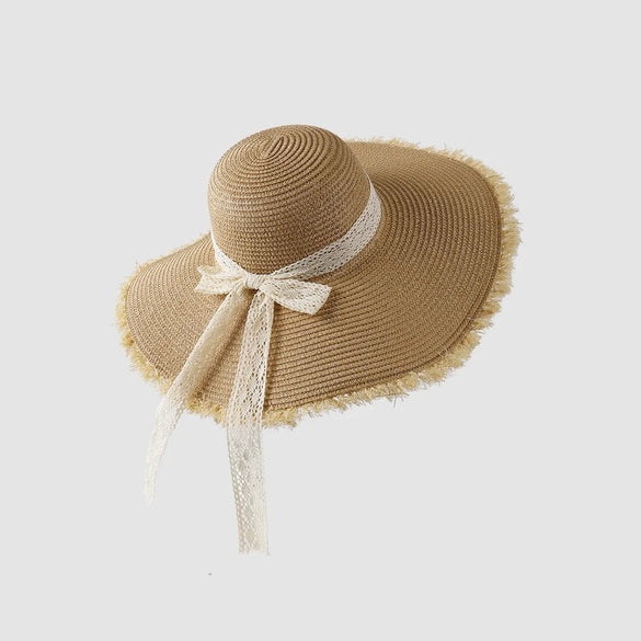Women'S Vacation Simple Style Letter Solid Color Big Eaves Straw Hat