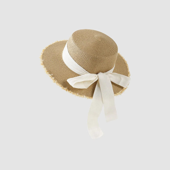 Women'S Vacation Simple Style Letter Solid Color Big Eaves Straw Hat