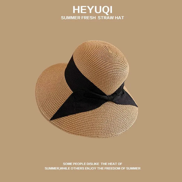 Women'S Vacation Simple Style Letter Solid Color Big Eaves Straw Hat