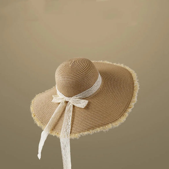 Women'S Vacation Simple Style Letter Solid Color Big Eaves Straw Hat