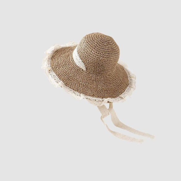 Women'S Vacation Simple Style Letter Solid Color Big Eaves Straw Hat