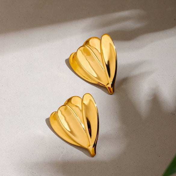 Women Stainless Steel Geometric Flower Electroplating Earrings