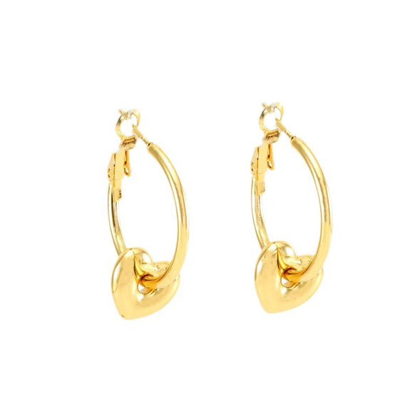 Women 316L Stainless Steel 18K Gold Electroplated Peach Heart And Star Earrings