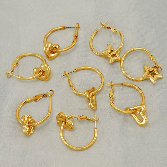 Women 316L Stainless Steel 18K Gold Electroplated Peach Heart And Star Earrings