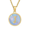 Women 316L Stainless Steel Letter Gem Pendant Necklace With 18K Gold Electroplating