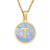 Women 316L Stainless Steel Letter Gem Pendant Necklace With 18K Gold Electroplating
