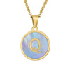 Women 316L Stainless Steel Letter Gem Pendant Necklace With 18K Gold Electroplating