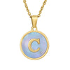Women 316L Stainless Steel Letter Gem Pendant Necklace With 18K Gold Electroplating