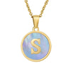 Women 316L Stainless Steel Letter Gem Pendant Necklace With 18K Gold Electroplating