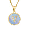 Women 316L Stainless Steel Letter Gem Pendant Necklace With 18K Gold Electroplating