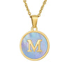 Women 316L Stainless Steel Letter Gem Pendant Necklace With 18K Gold Electroplating