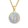 Women 316L Stainless Steel Letter Gem Pendant Necklace With 18K Gold Electroplating