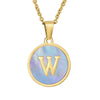 Women 316L Stainless Steel Letter Gem Pendant Necklace With 18K Gold Electroplating