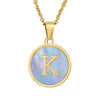 Women 316L Stainless Steel Letter Gem Pendant Necklace With 18K Gold Electroplating