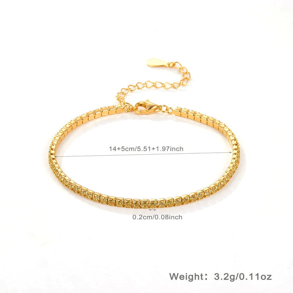 Women 925 Sterling Silver Geometric Tennis Chain Zircon Necklace With Electroplating